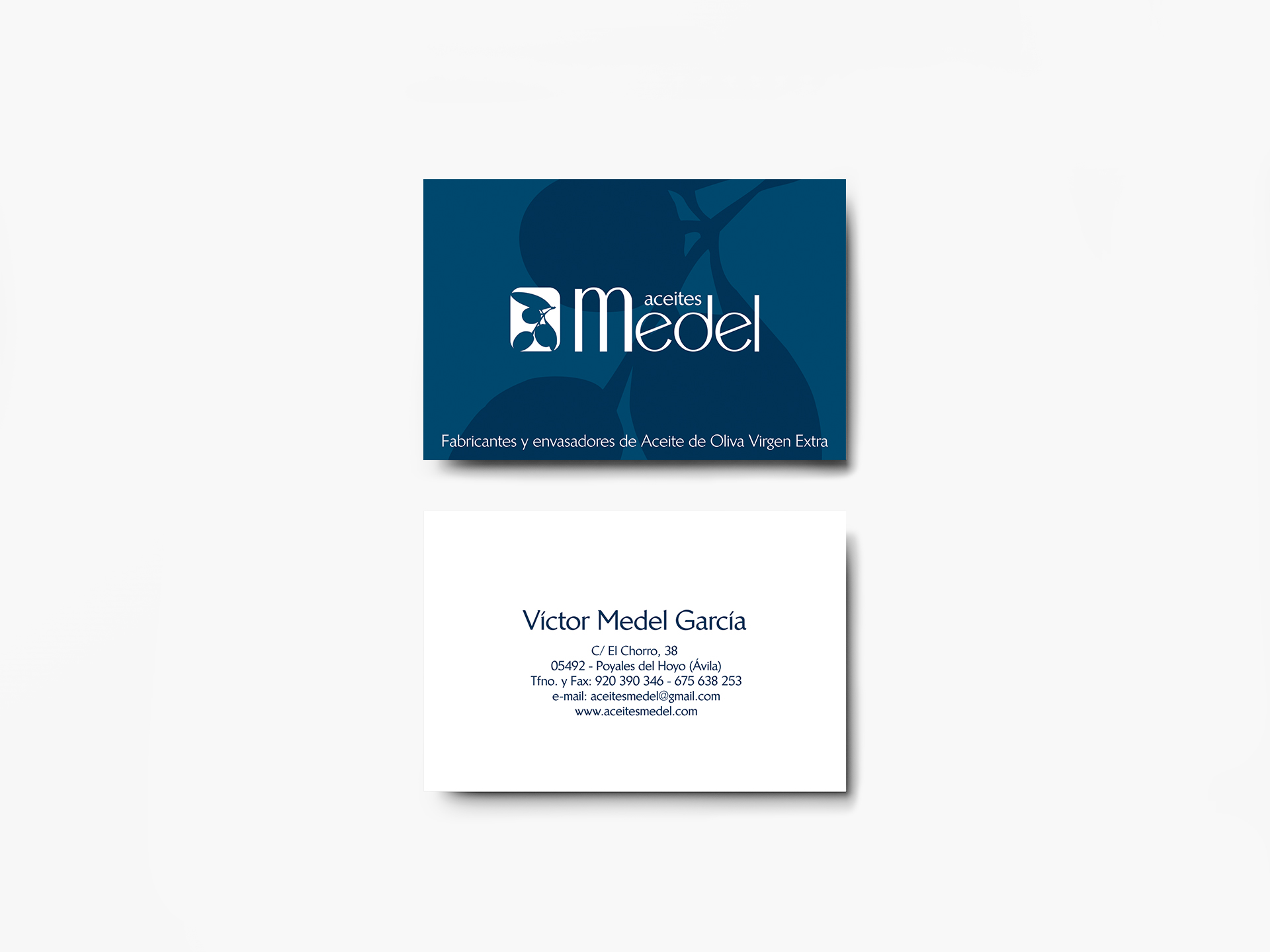 Aceites Medel tarjetas de visita