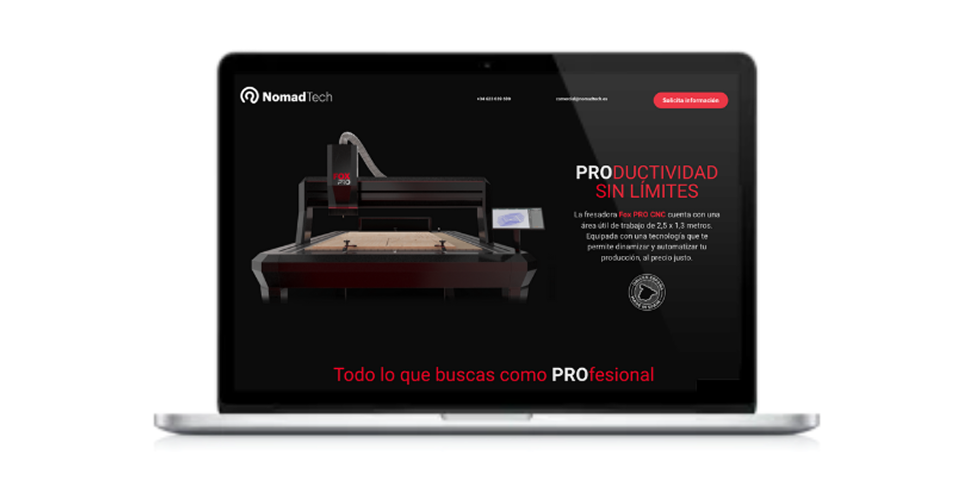 Landing page de la fresadora CNC Fox PRO