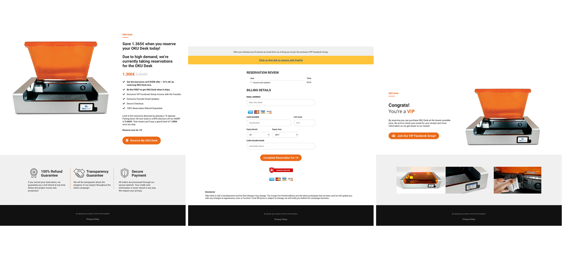 Flujo de reserva anticipada al lanzamiento de OKU Desk